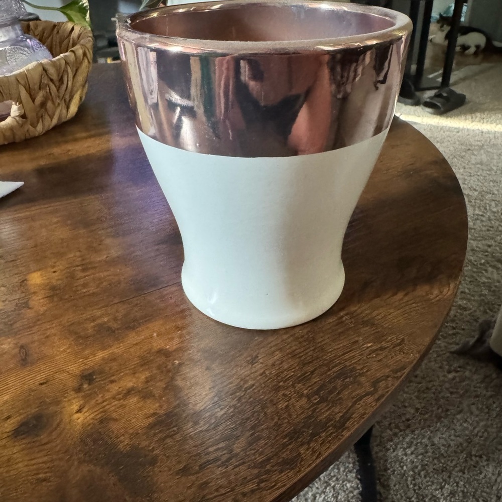 Copper and White Ceramic Vase